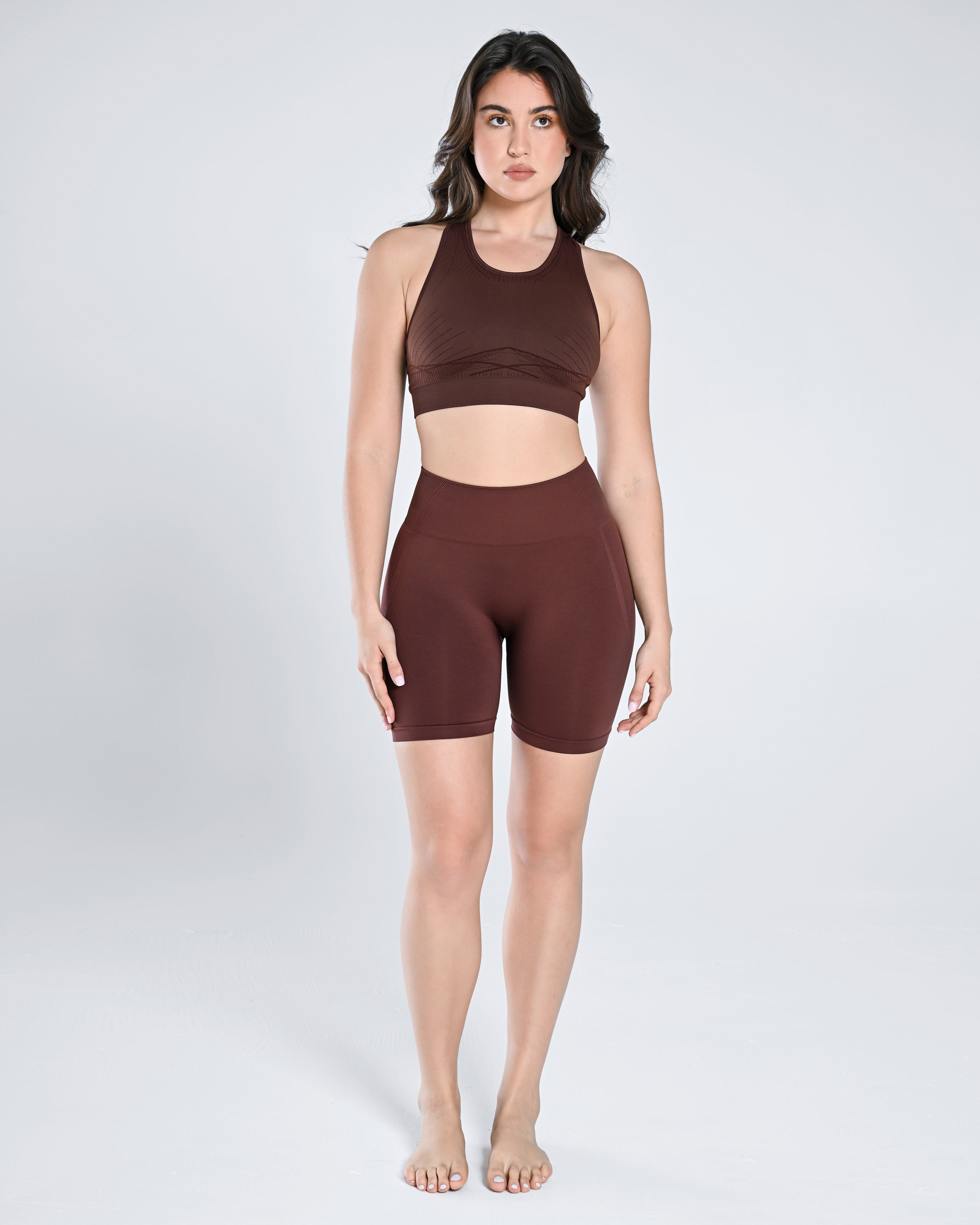 Seamless Crop Tank & Short Set - Chestnut Brown - Cosmolle
