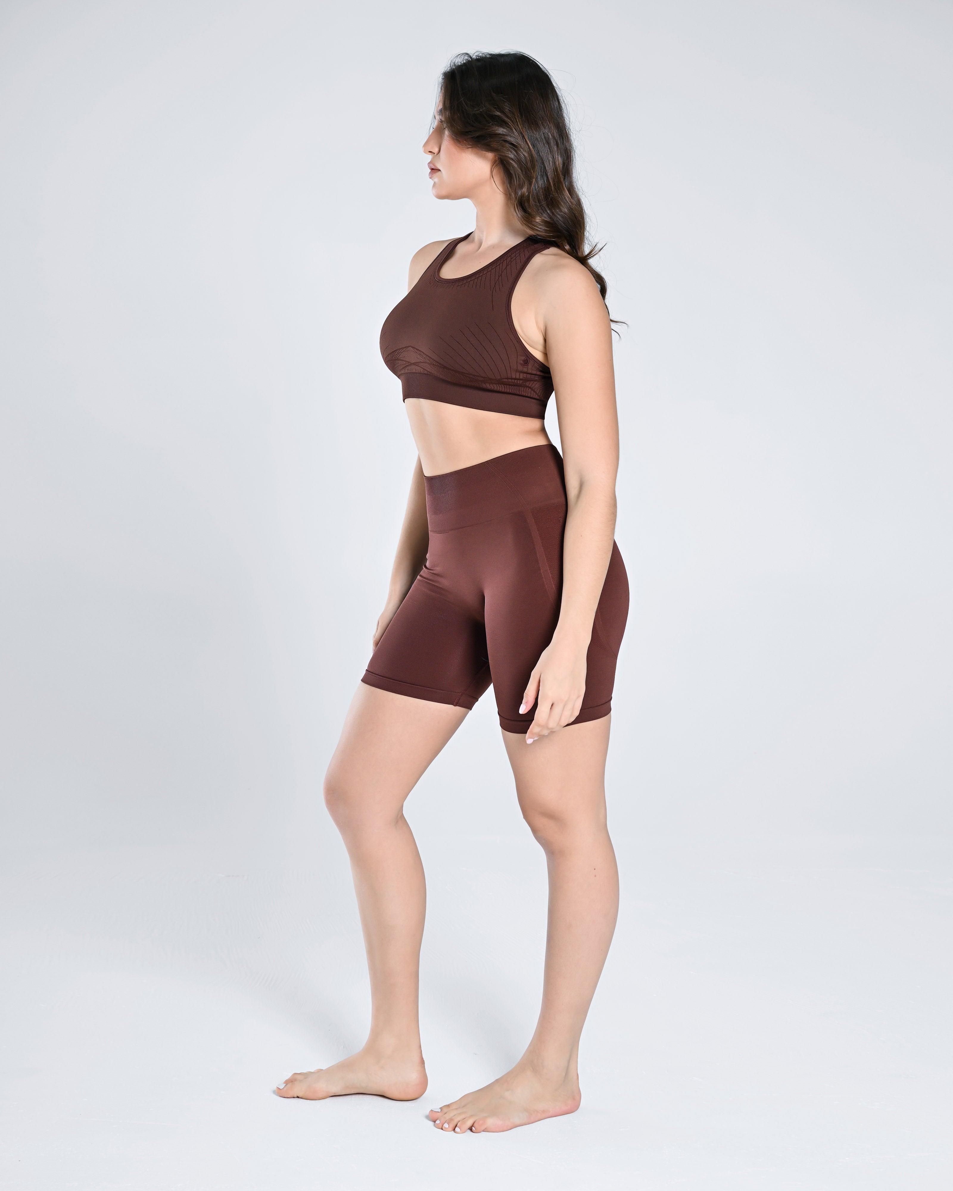 Seamless Crop Tank & Short Set - Chestnut Brown - Cosmolle