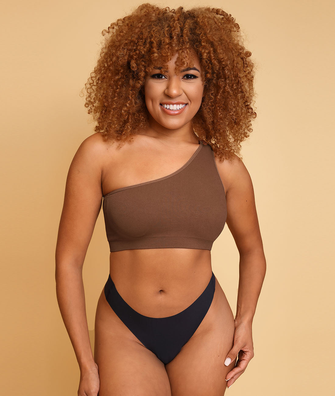 Seamless Ribbed One Shoulder Sporty Bra