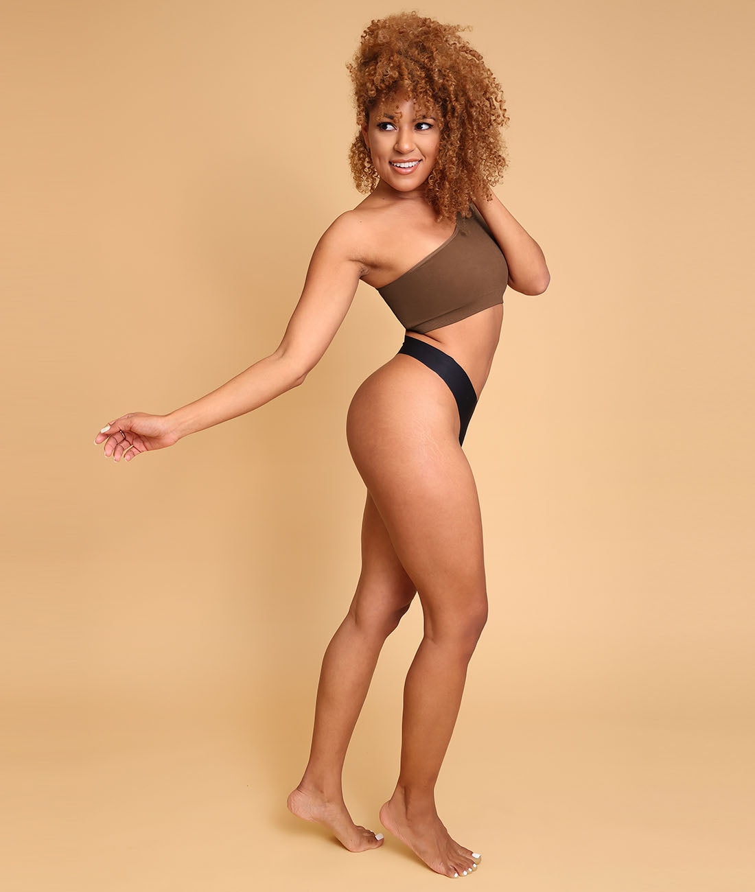 Seamless Ribbed One Shoulder Sporty Bra