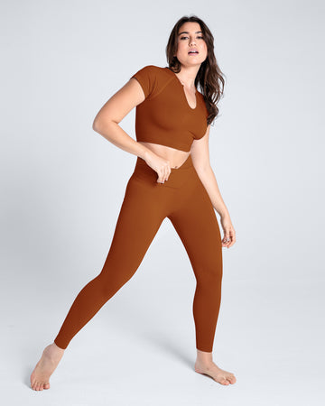 Premium Seamless V-neck Crop Top & Leggings Set