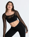 Move Free Mesh Long Sleeve Crop Top - Cosmolle