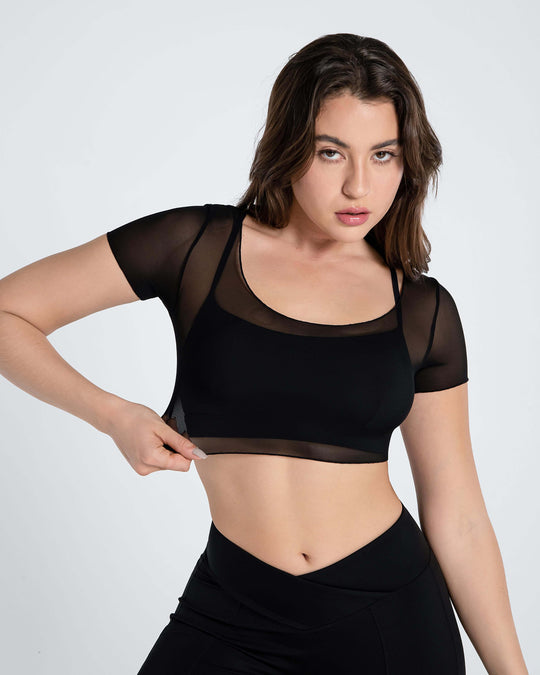 Move Free Mesh Short Sleeve Crop Top
