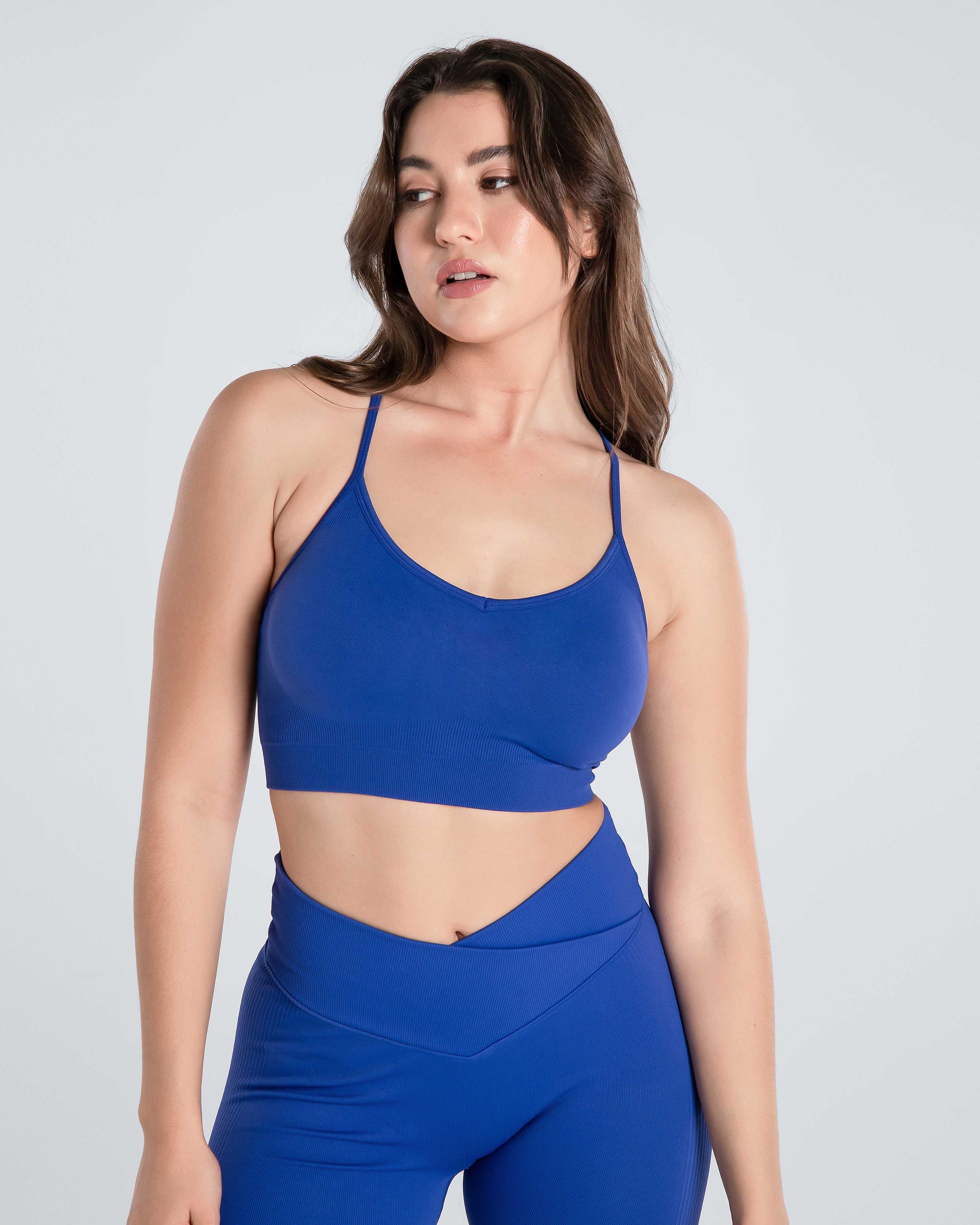 AUROLA Power Racerback Sport Bra for Women,Seamless Padded Active Workout  Gym Yoga Crop Tank Top (Blue Danube,XS) at  Women's Clothing store