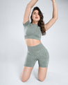 Seamless Acid Wash Gym Shorts Set - Cosmolle