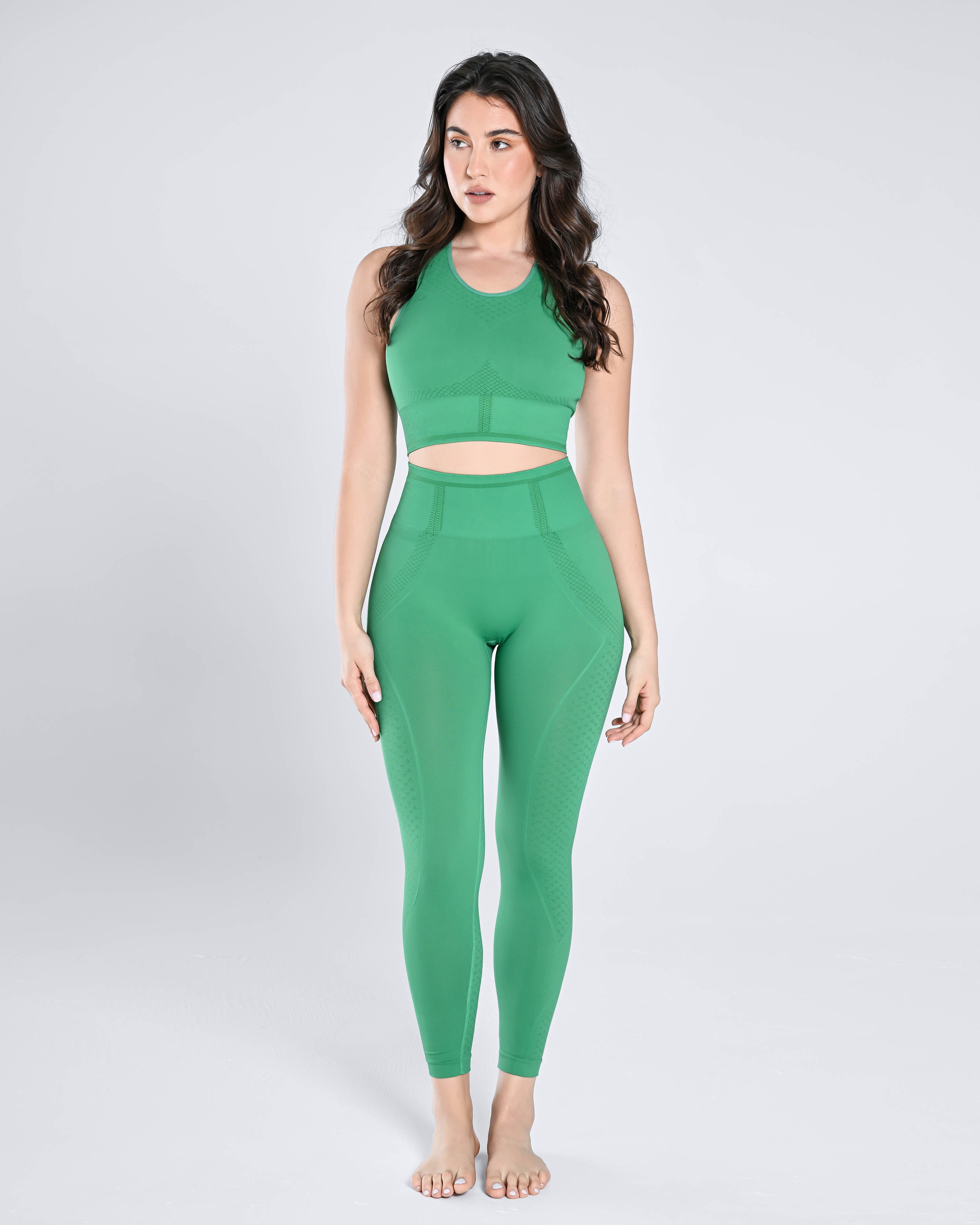 Seamless Bra & High-Waist Legging Set - Lettuce - Cosmolle