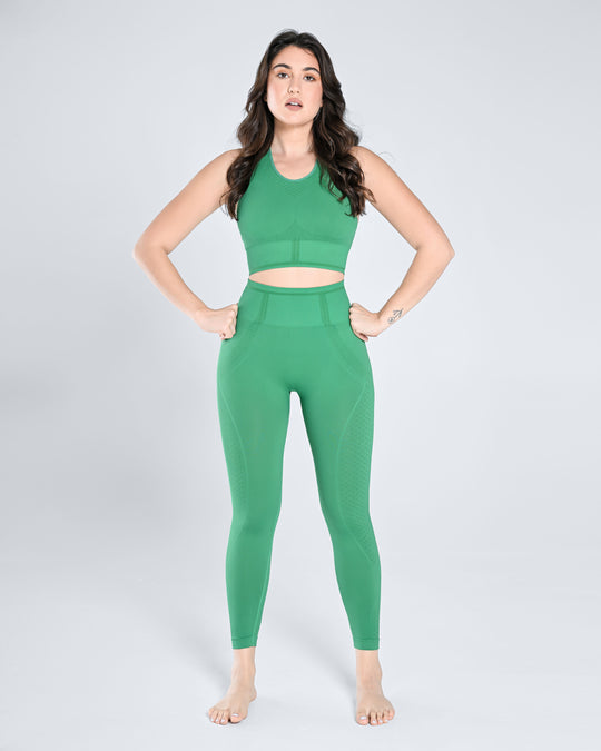 Seamless Bra & High-Waist Legging Set - Lettuce
