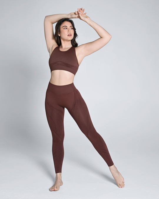 Seamless Crop Tank & Leggings Set - Chestnut Brown
