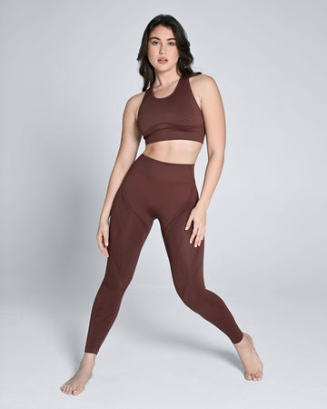 Seamless Crop Tank & Leggings Set - Chestnut Brown
