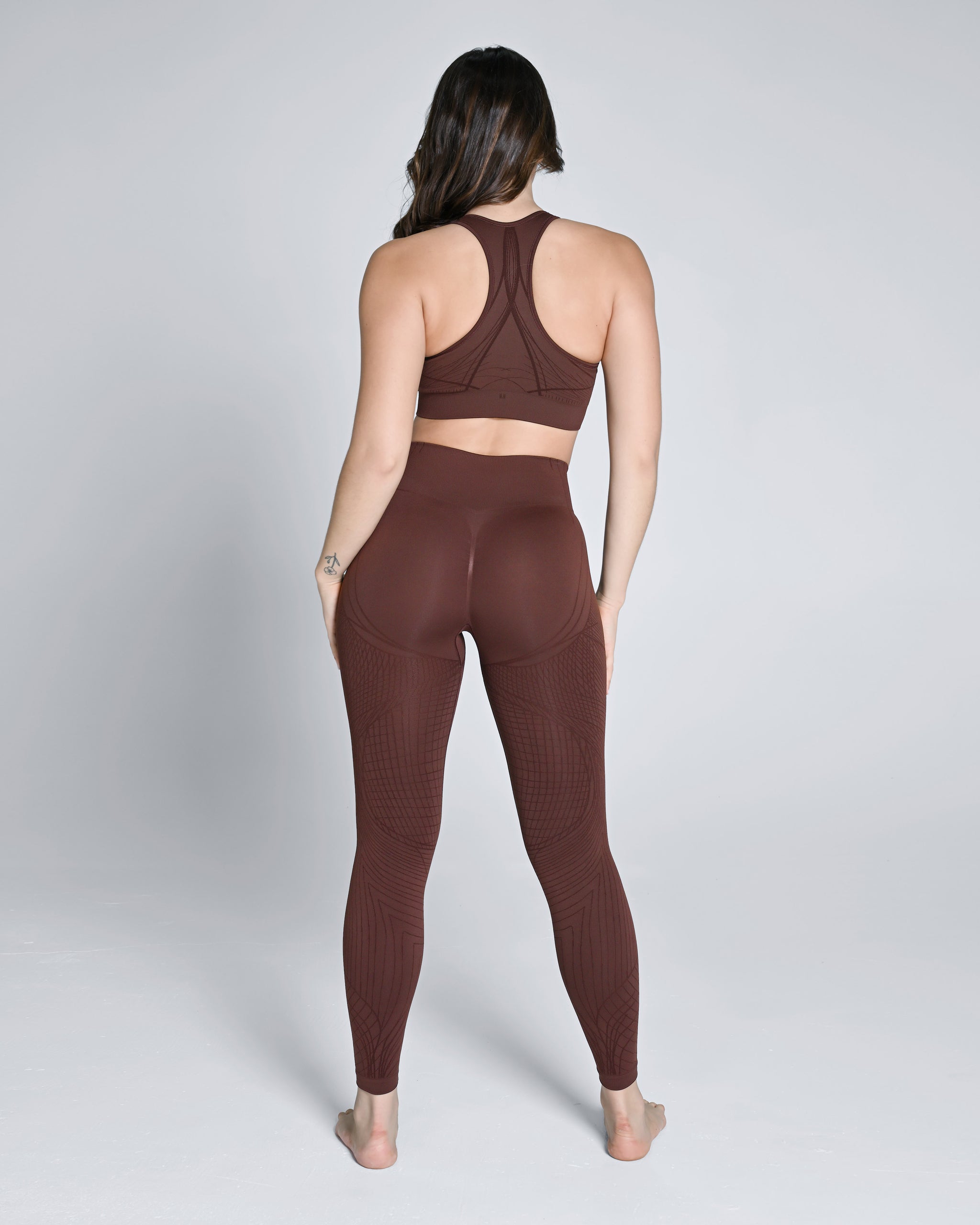 Seamless Crop Tank & Leggings Set - Chestnut Brown