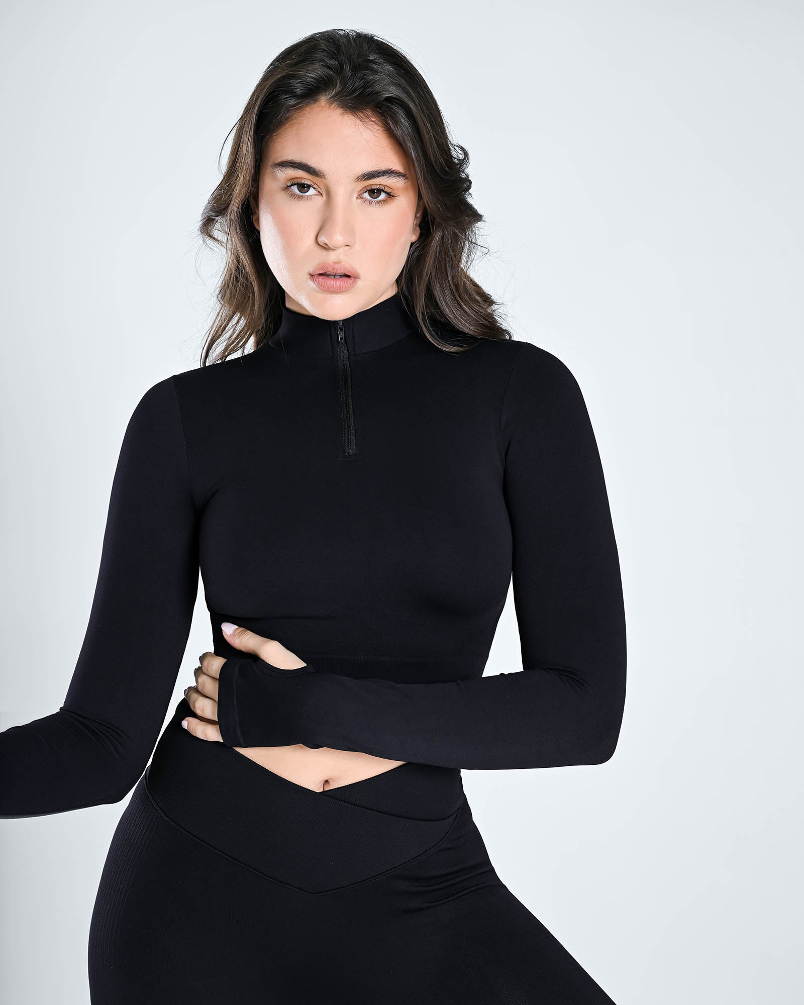 Seamless Half Zip Long Sleeve Top - Cosmolle