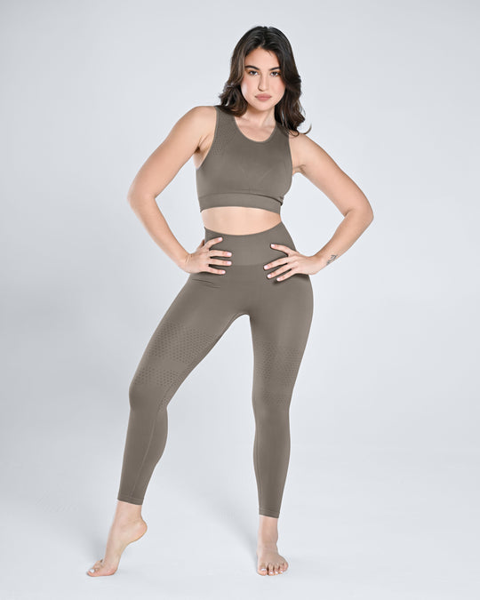 Seamless Tank Top & Legging Set - Dusty Gray
