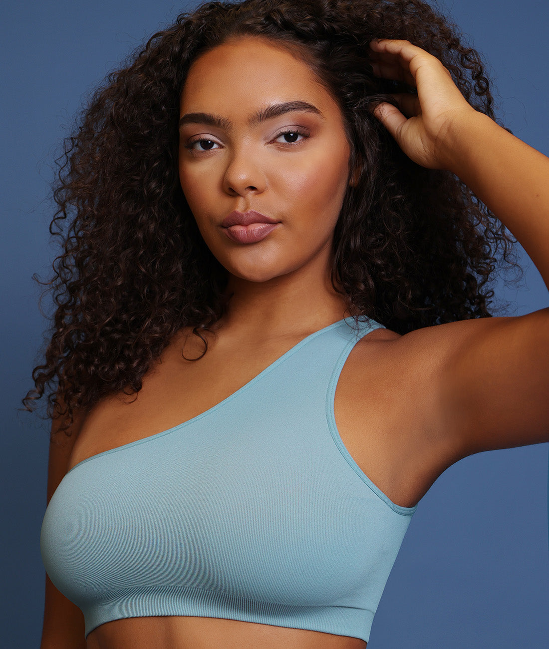 Seamless Ribbed One Shoulder Sporty Bra